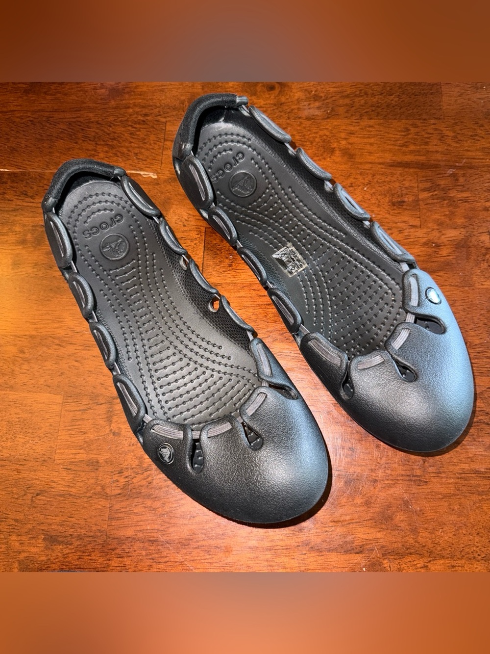 CROCS  Springi Black Ballet Flats Stretch Comfort Slip On Sz 8 ✨